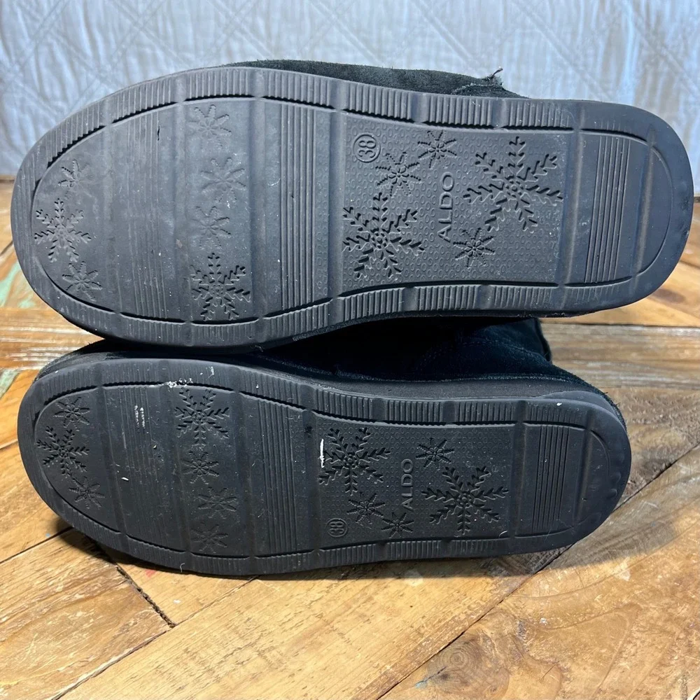 ALDO Black Suede Tall Winter Boots Women's Size 38 (7.5-8) Warm‎ Cozy Fur Lined